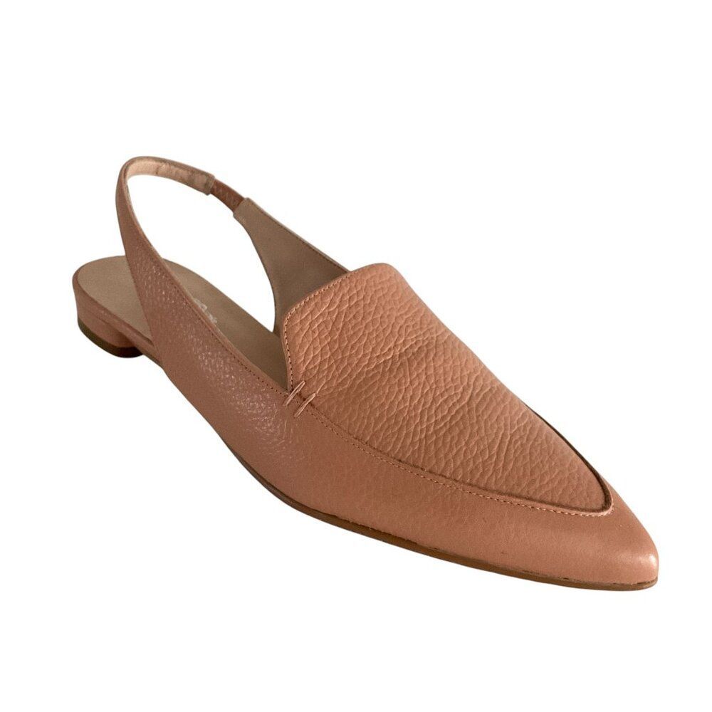 Brenda Zaro Tumbled Leather Elegant Slingback Flats Pink 40